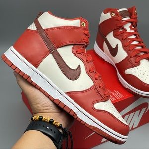 Nike Women's Dunk High 70 LXX Cinnabar Mars Stone Red White New